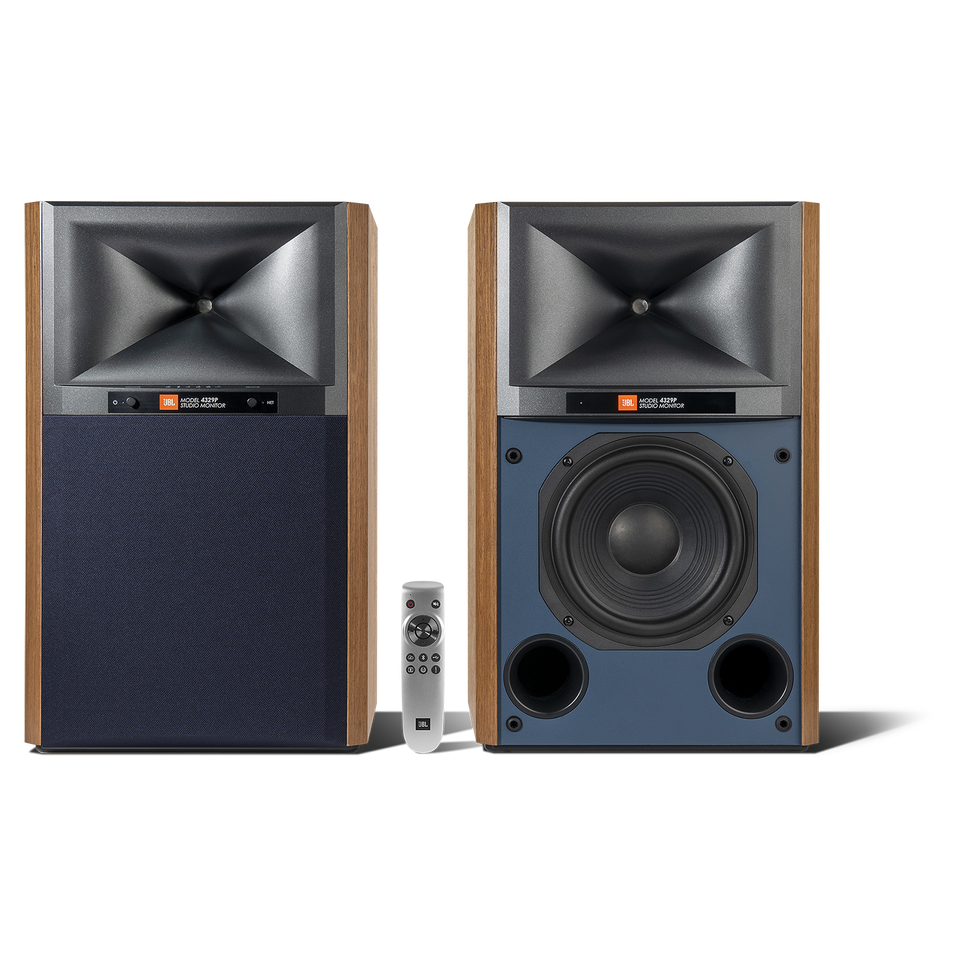 4329P Studio Monitor Powered Loudspeaker System - Natural Walnut - Powered Bookshelf Loudspeaker System - Hero